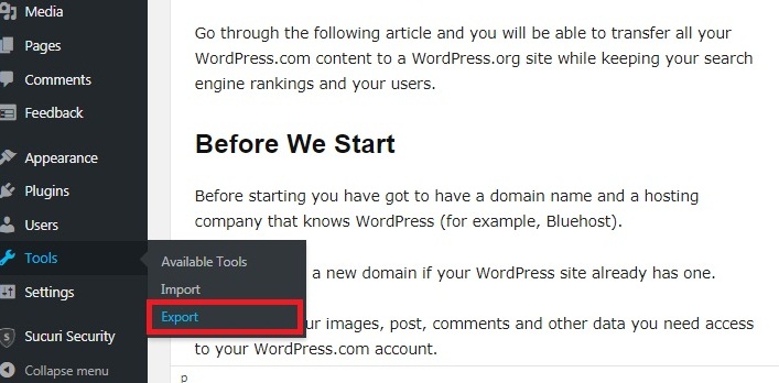 WordPress Tool Export Image